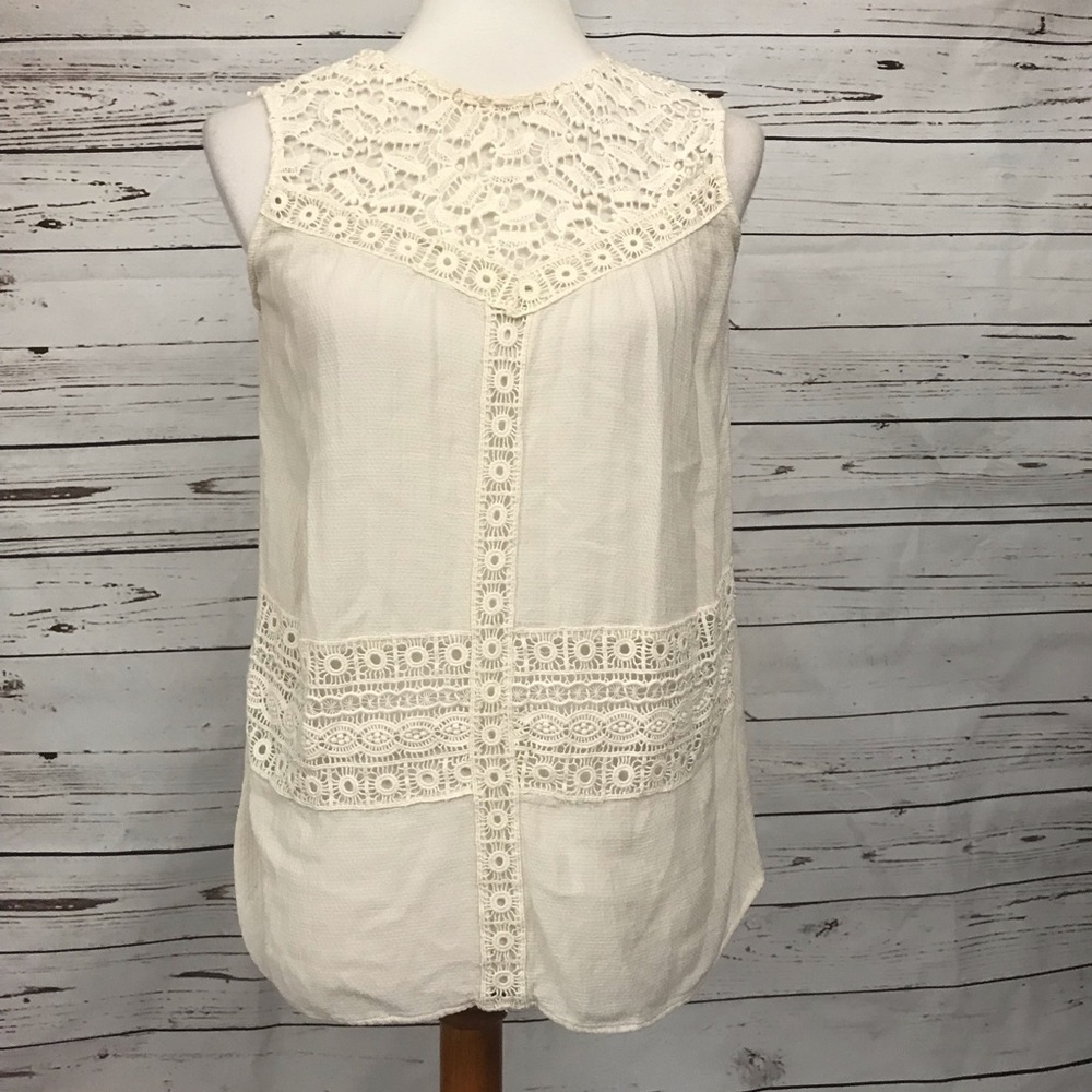 Zara Crochet Sleeveless Cream Blouse Size XS